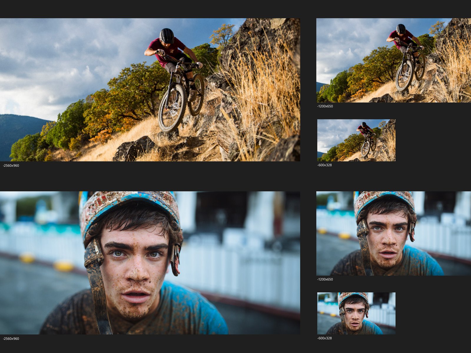 Photography direction showing selected lifestyle and action imagery prepared for responsive use throughout the Bell Helmets ecommerce website